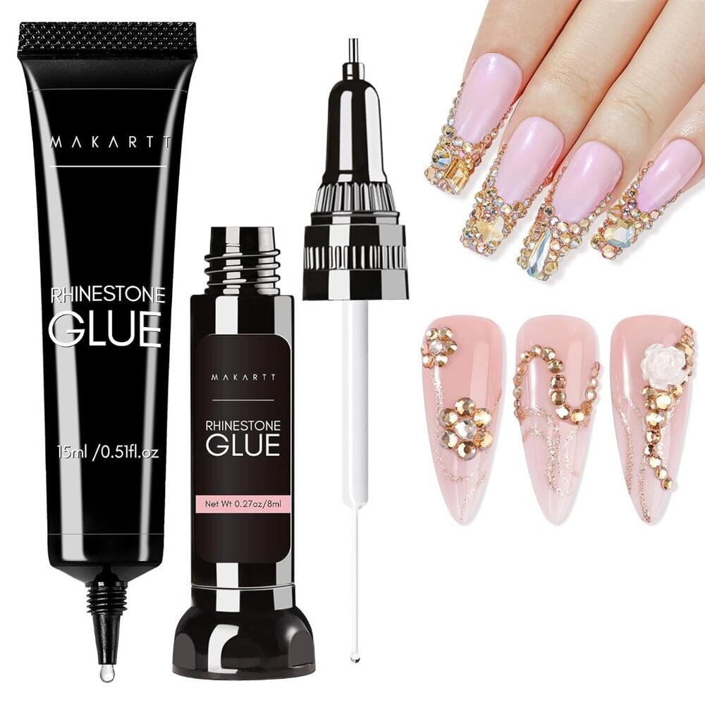 Crystal Rhinestones with Gel Glue, 15ML Strong Adhesive for Gems